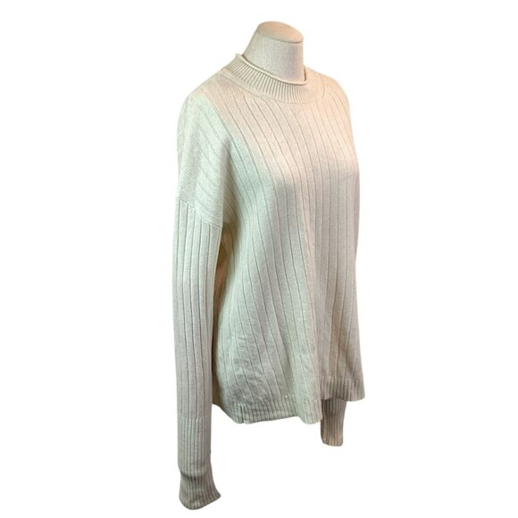 Banana Republic Womens Medium Ribbed Knit Cashmere/Merino Wool Sweater Cream Moc - Picture 5 of 10